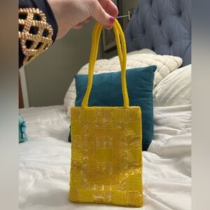 1960s Yellow Beaded Handbag